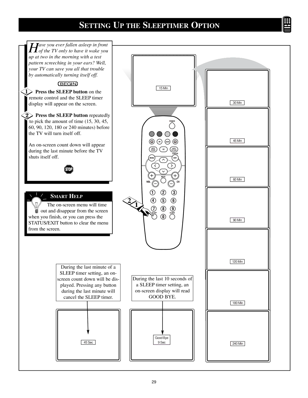 Philips 3121 235 20061 manual Setting, UP the Sleeptimer Option 