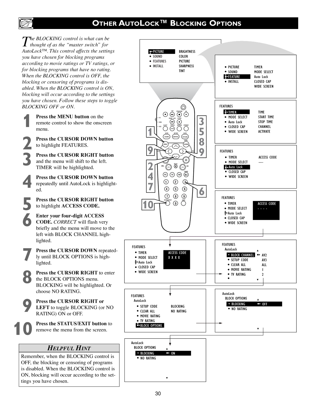 Philips 3139 125 31421 warranty Other Autolock Blocking Options 