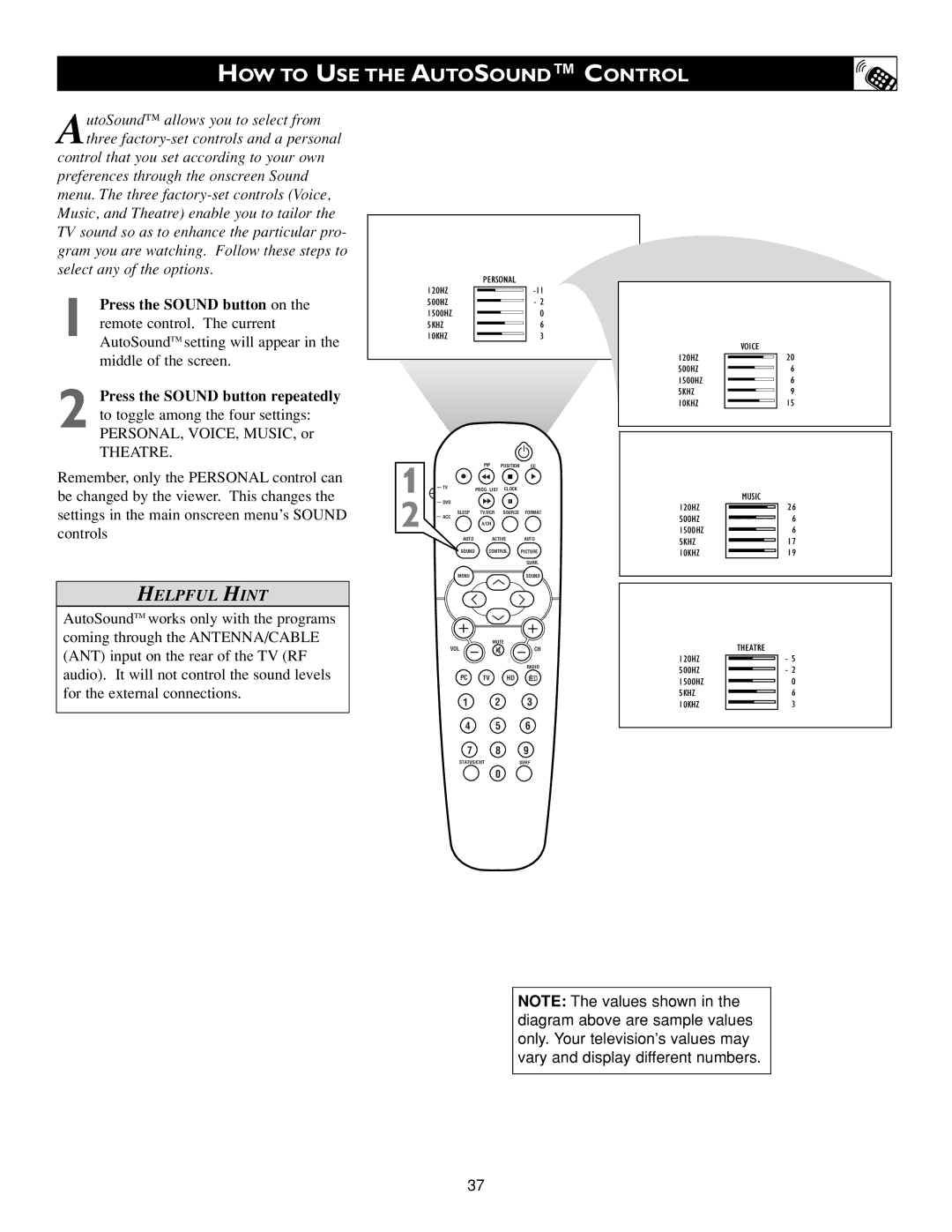 Philips 3139 125 31421 warranty HOW to USE the Autosound Control, Theatre 