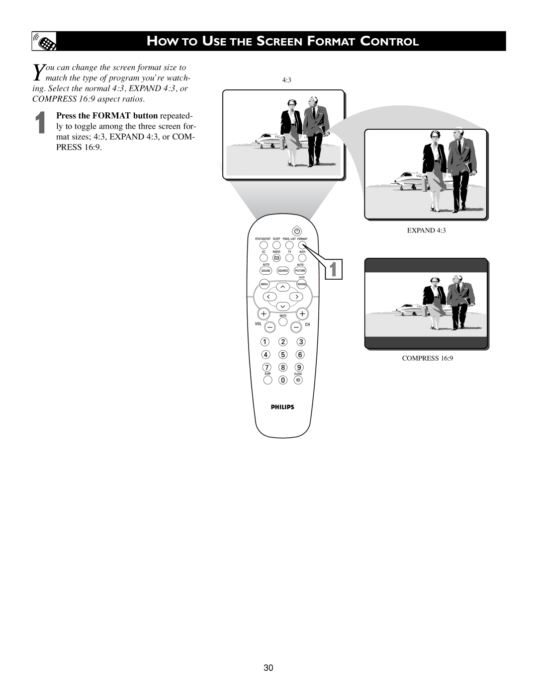 Philips 3139 125 31871 warranty HOW to USE the Screen Format Control 