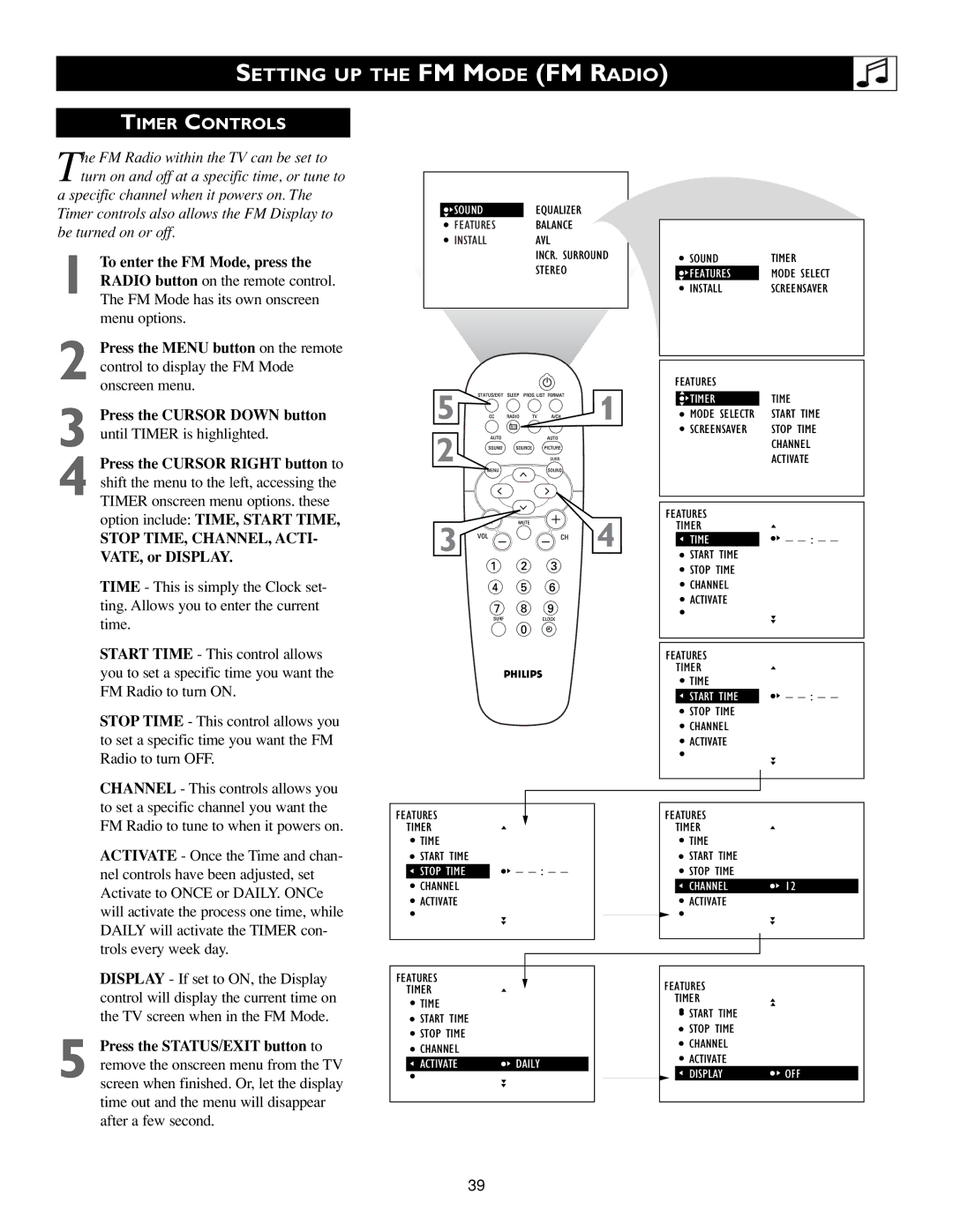 Philips 3139 125 31871 warranty Timer Controls 