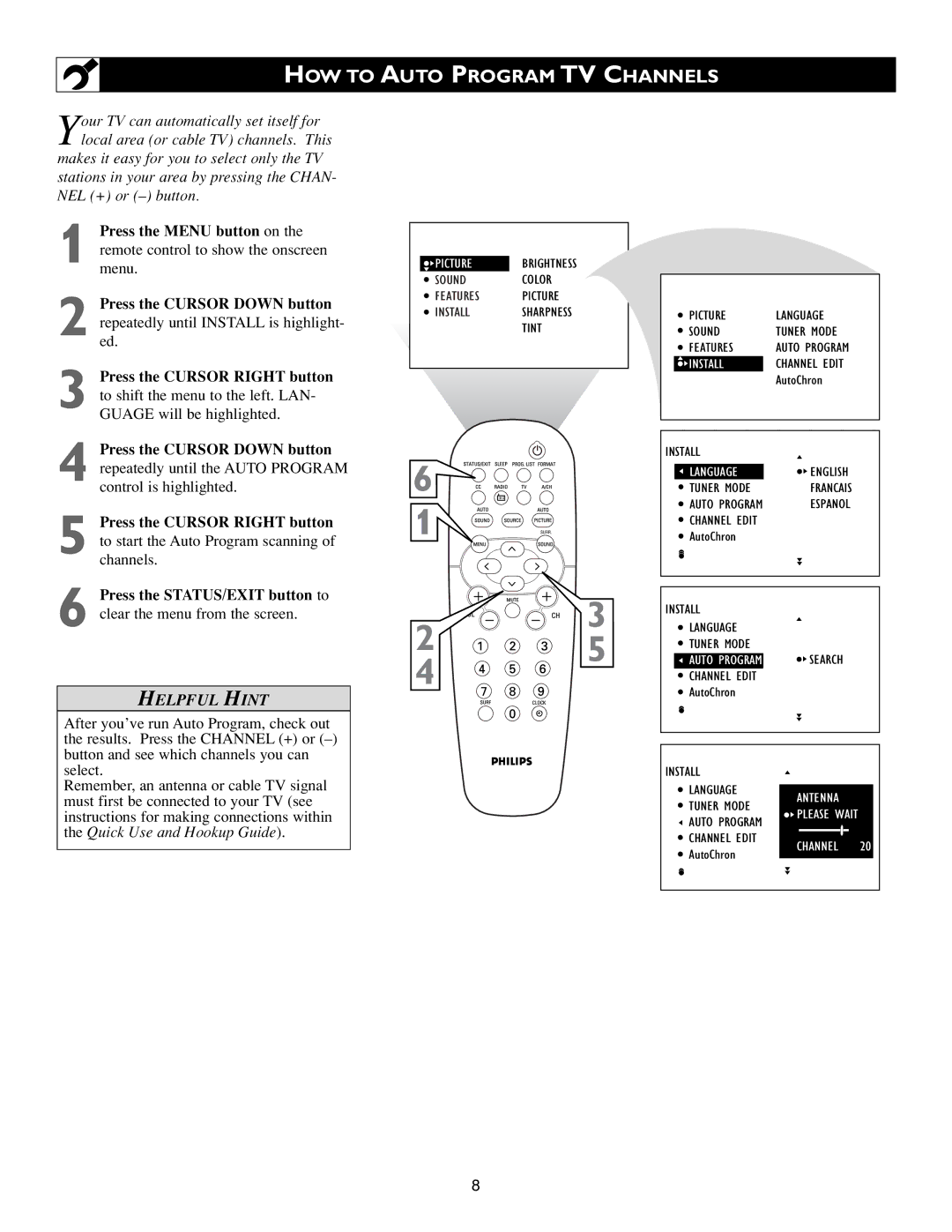 Philips 3139 125 31871 warranty HOW to Auto Program TV Channels 