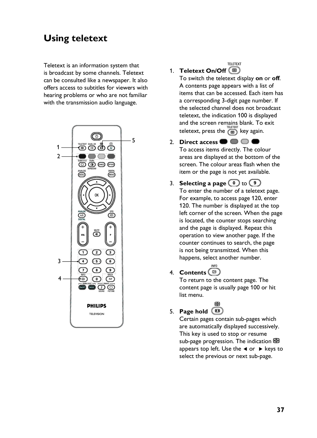 Philips 3139 user manual Using teletext 