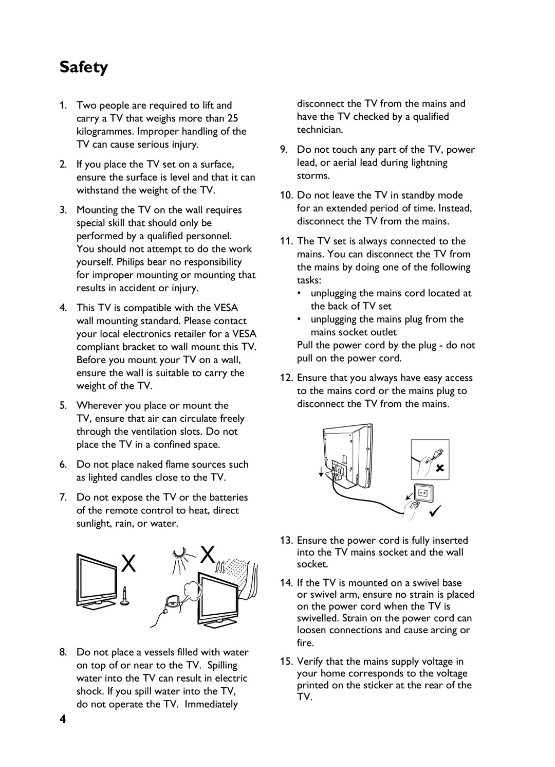 Philips 3139 user manual Safety 