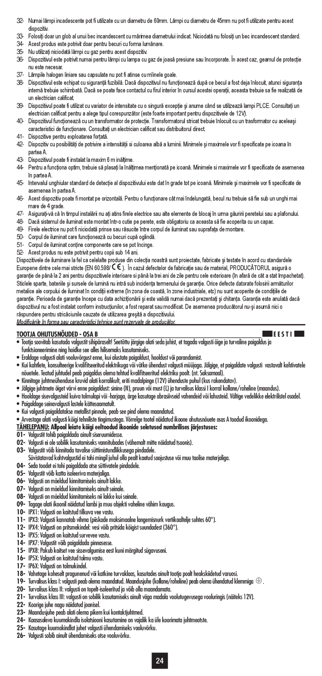 Philips 32615/31/16 user manual Tootja Ohutusnõuded OSA B 