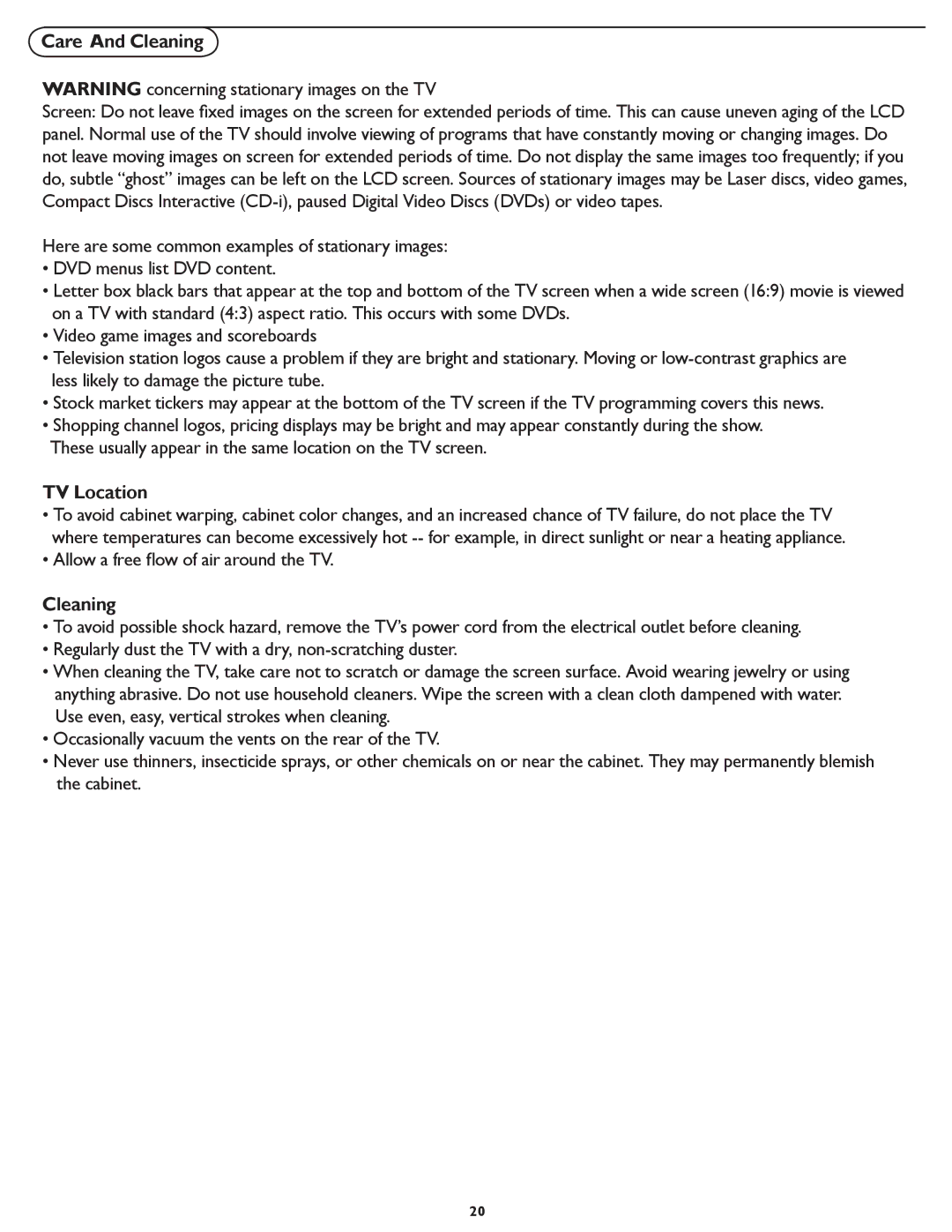 Philips 32HF7445 user manual TV Location, Cleaning 