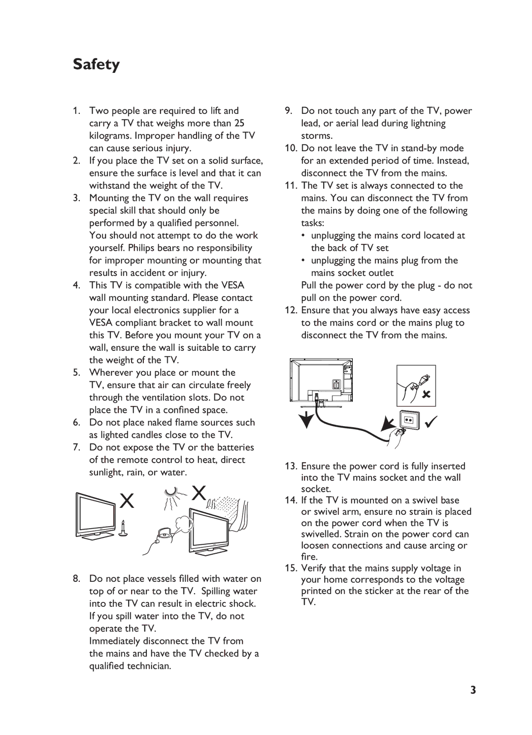 Philips 32HF5445, 32HF7875 user manual Safety 