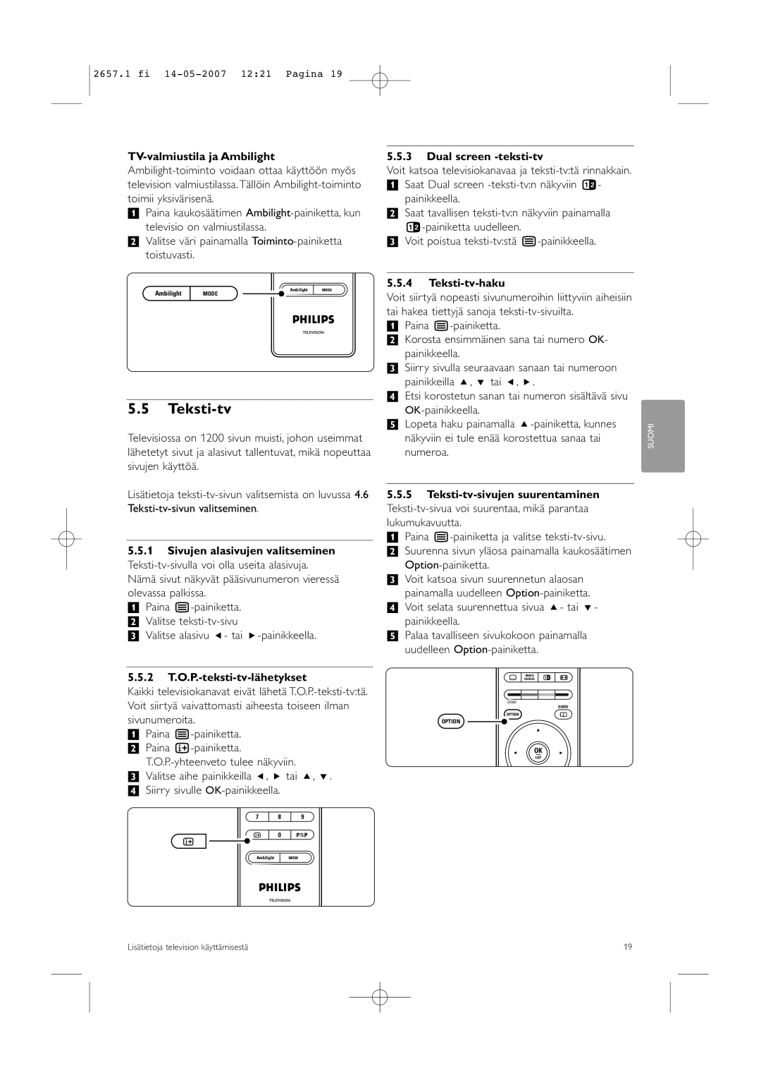 Philips 32HF9385D manual Teksti-tv 