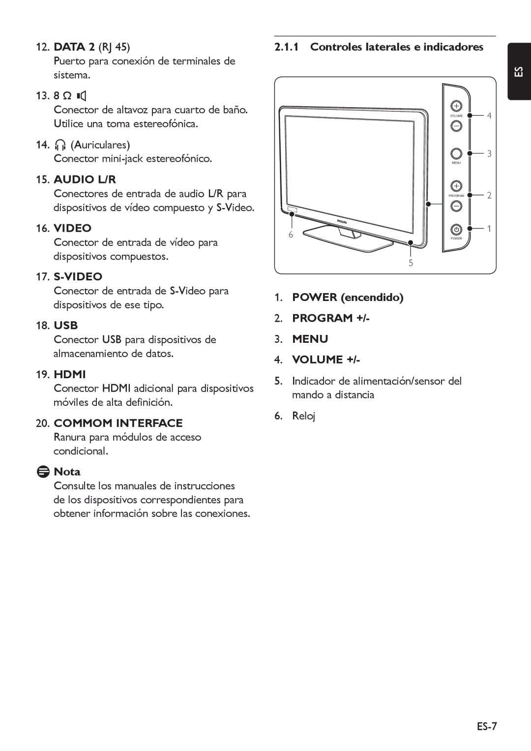 Philips 32HFL5850D manual Audio L/R, Video, Menu 