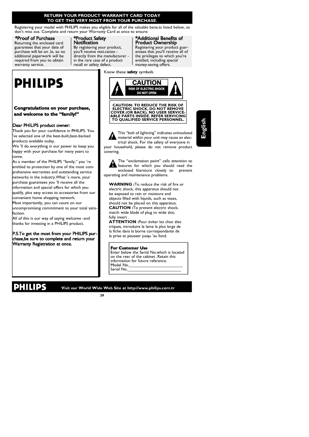 Philips 26PF1000/62, 32PF1000/62 manual 