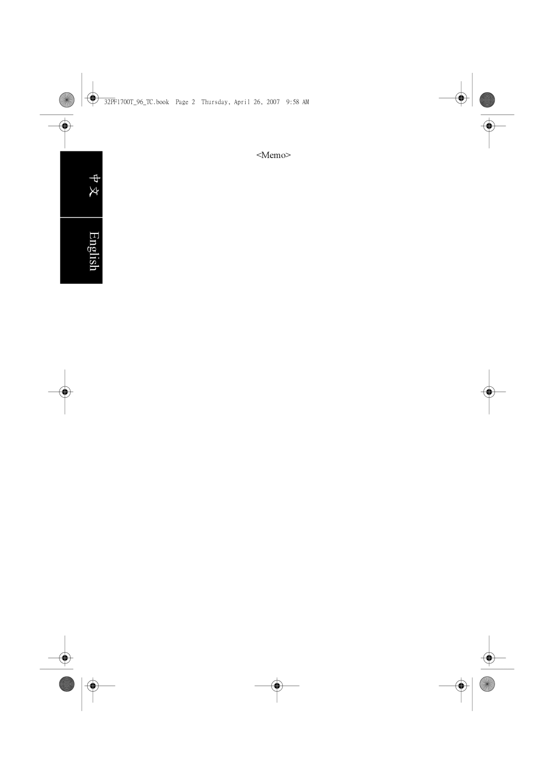 Philips 32PF1700T/96 manual Memo 