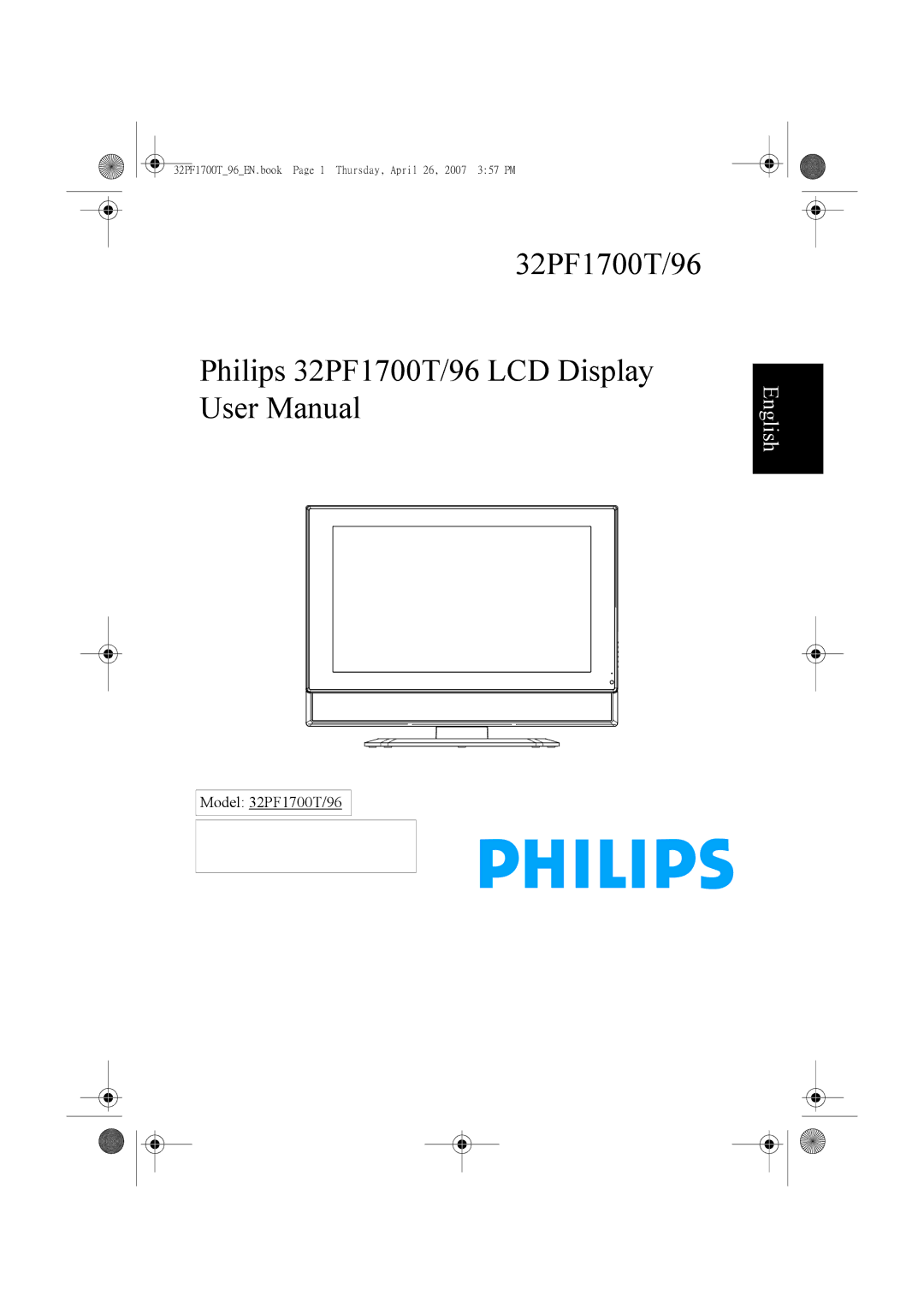 Philips 32PF1700T/96 manual English 