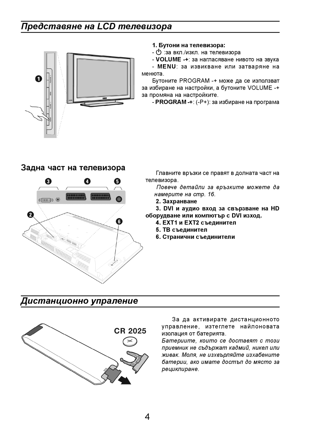 Philips 32PF3320 Ïðåäñòàâÿíå íà LCD òåëåâèçîðà, Äèñòàíöèîííî óïðàëåíèå, Çàäíà ÷àñò íà òåëåâèçîðà, Áóòîíè íà òåëåâèçîðà 