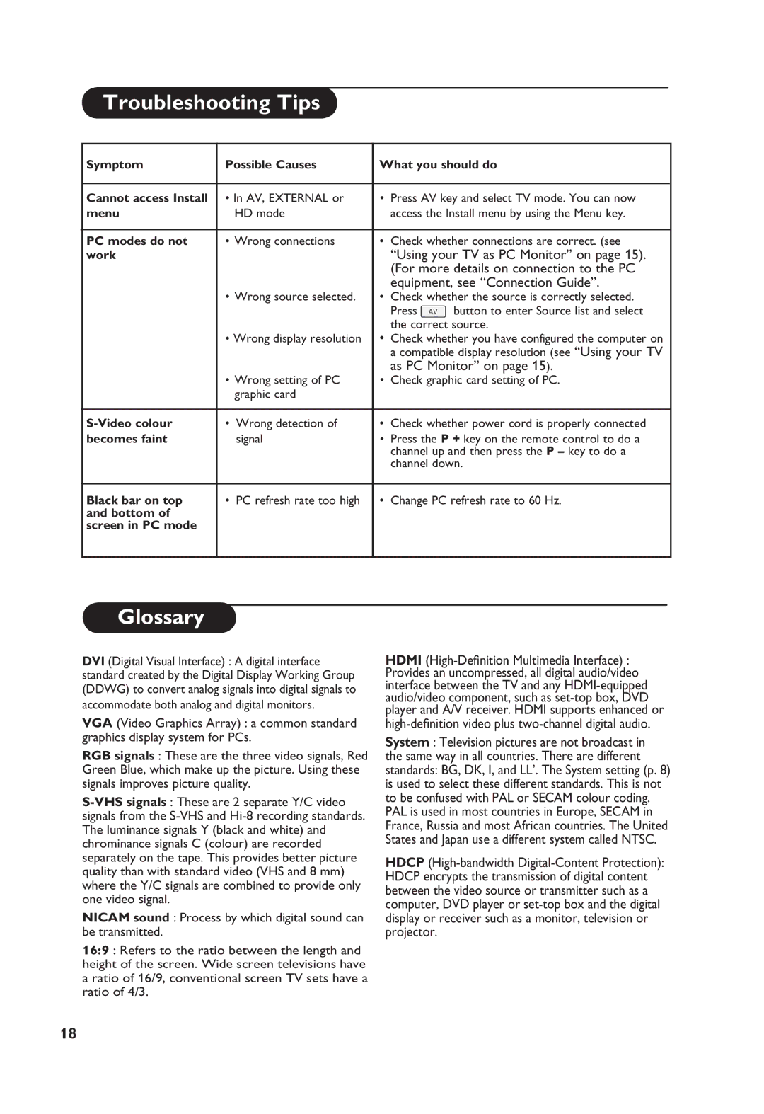 Philips 26PF4311S, 32PF4311S manual Glossary 