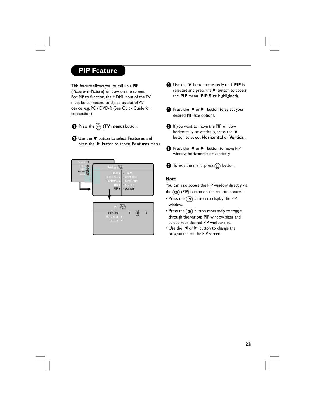 Philips 32PF5520D manual PIP Feature 