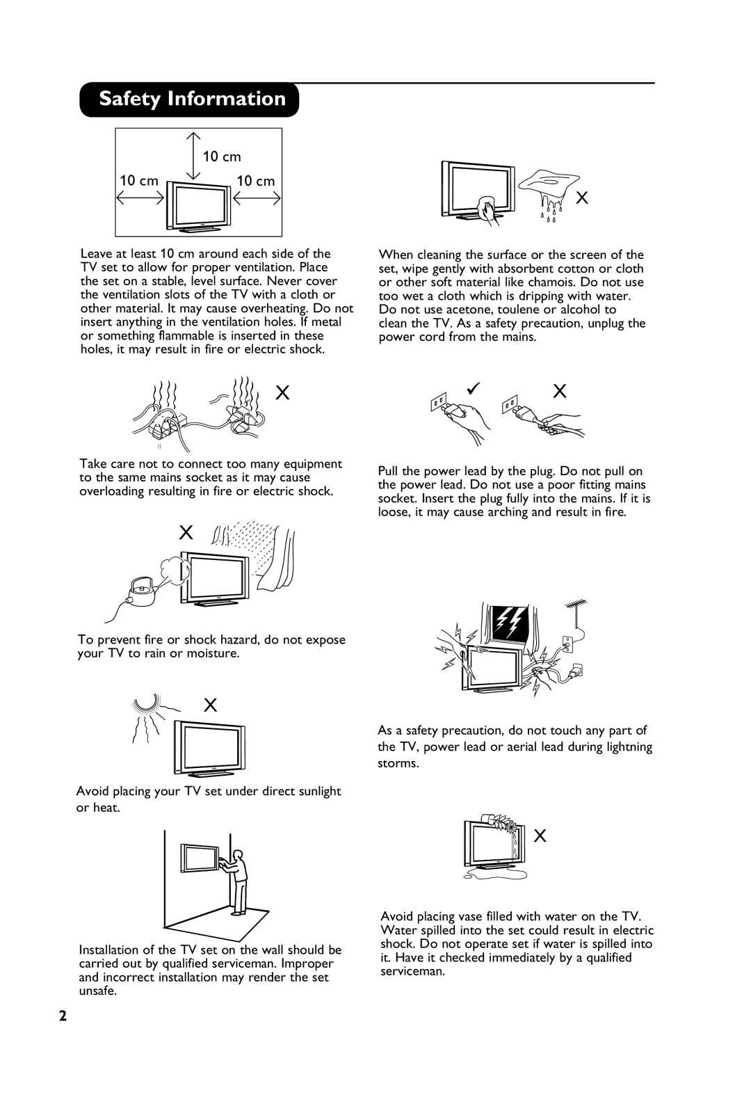 Philips 37PF7321, 32PF7321 manual Safety Information, 10 cm 