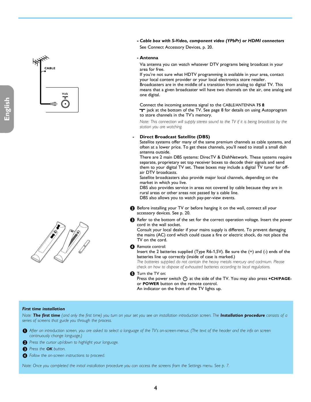 Philips 32PF7421D/37, 26PF5351D/37, 42PF5321D/85 Antenna, Station you are watching, Direct Broadcast Satellite DBS 