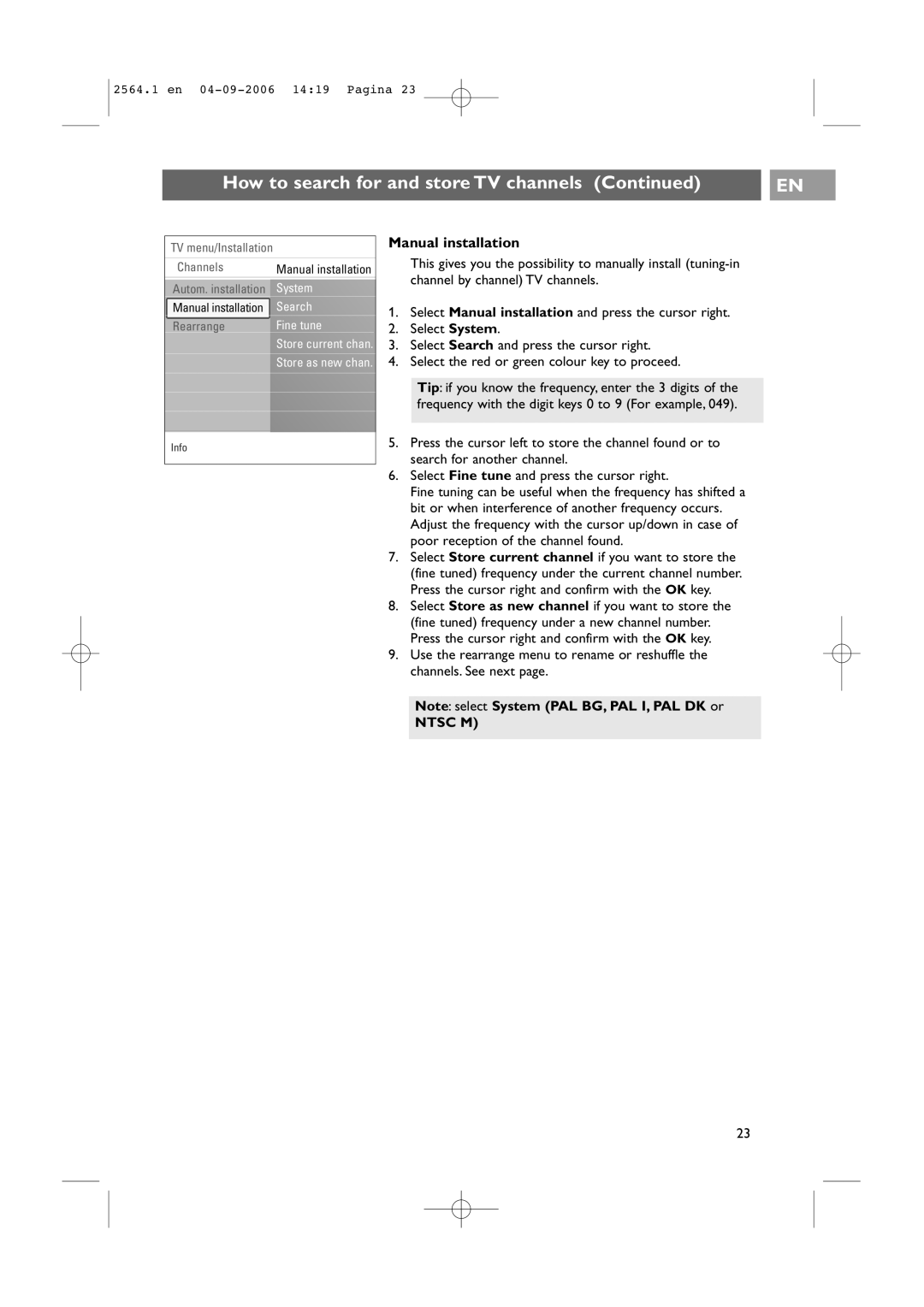 Philips 32PF9431/93 user manual Manual installation 