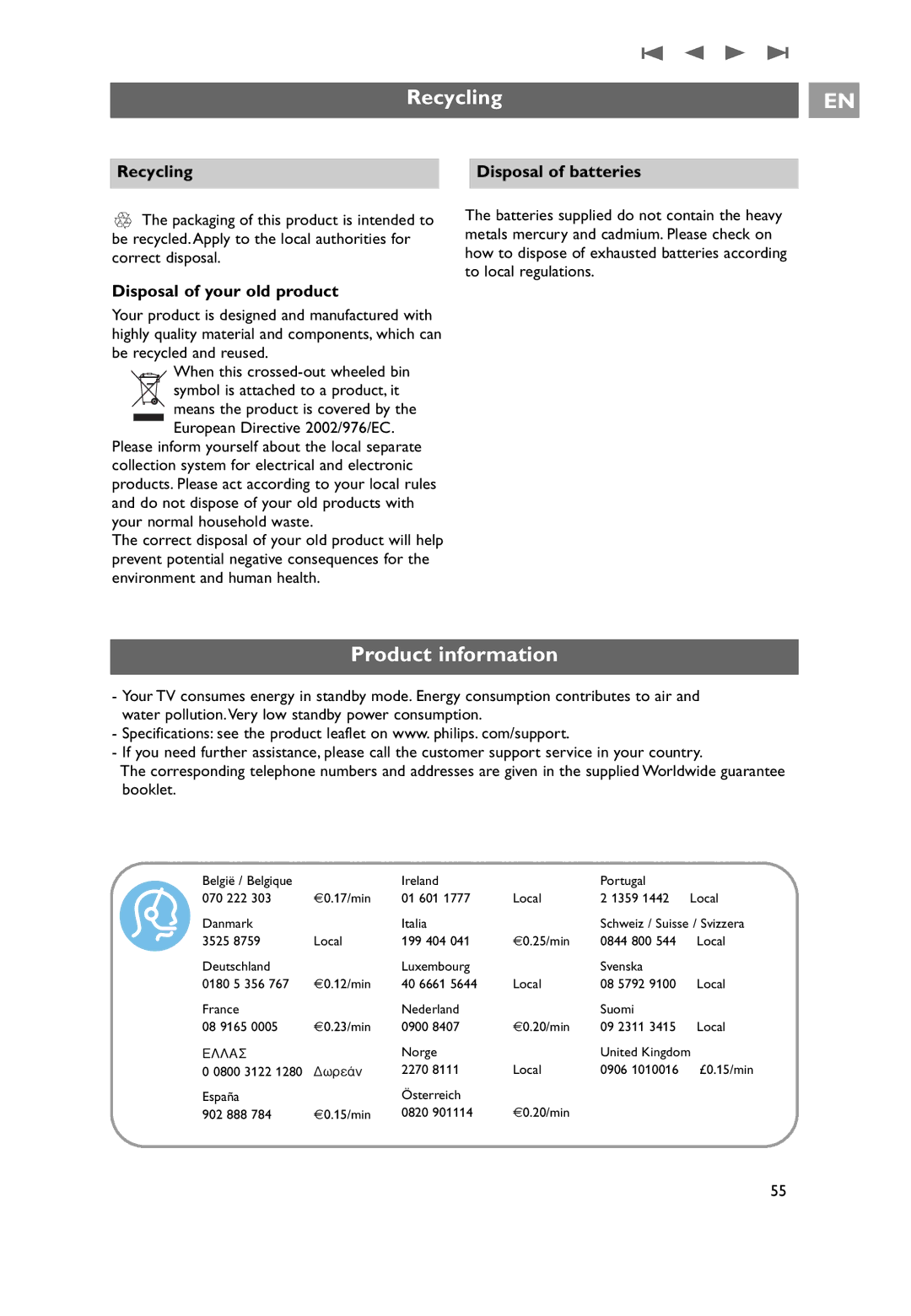 Philips 32PF9531/10 Product information, Recycling Disposal of batteries, Disposal of your old product 