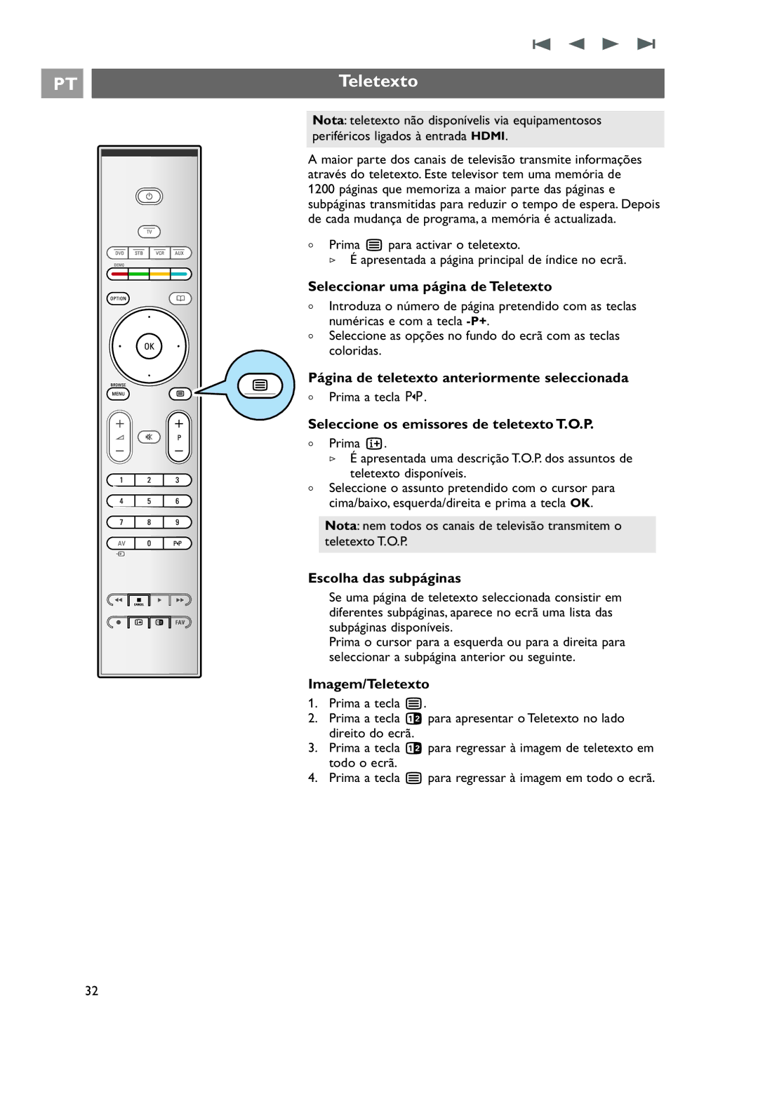 Philips 32PF9531/10 manual do utilizador Teletexto 