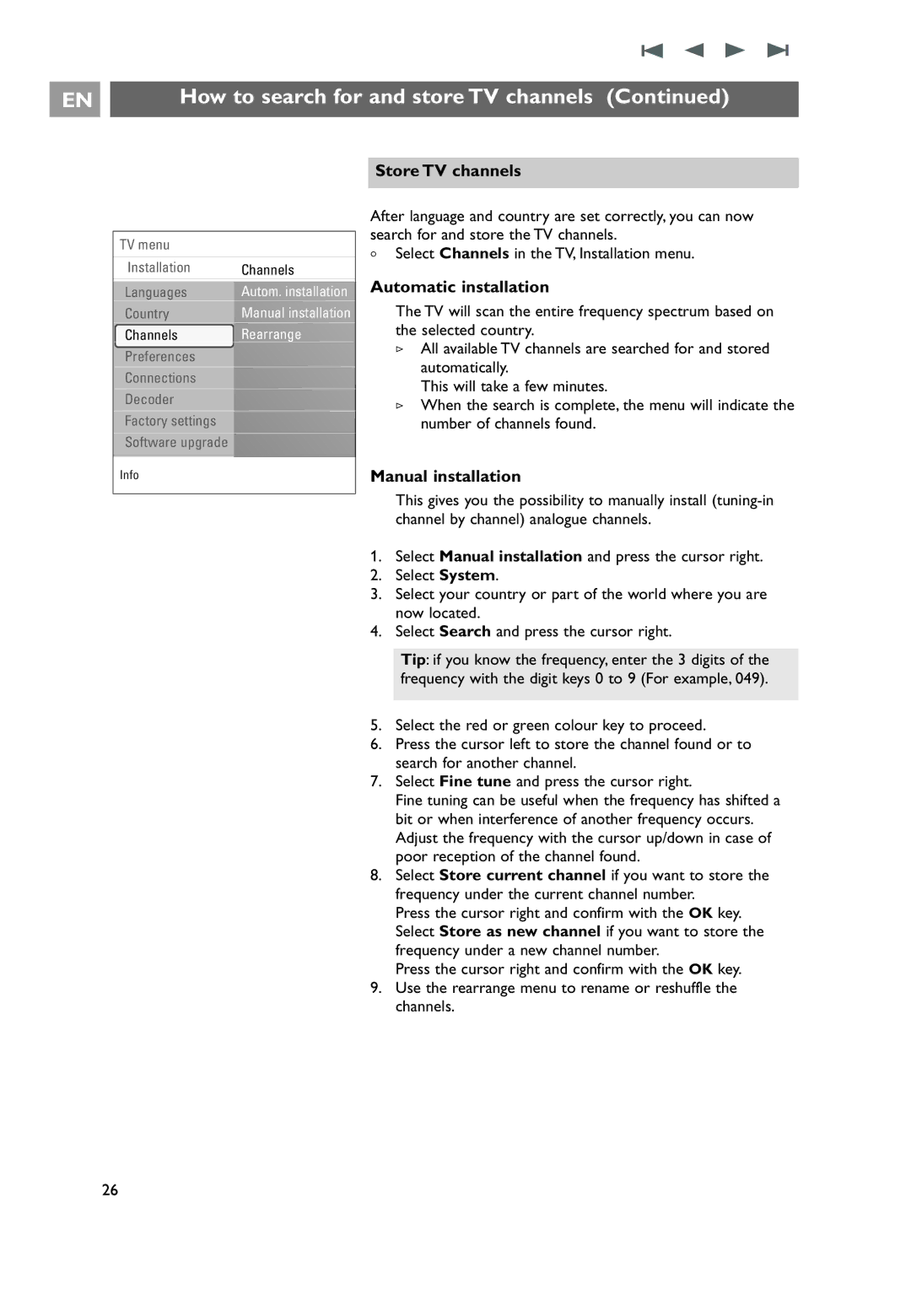 Philips 7206890100R00, 32PF9551/10, 32PF9541/10 user manual Store TV channels, Automatic installation, Manual installation 