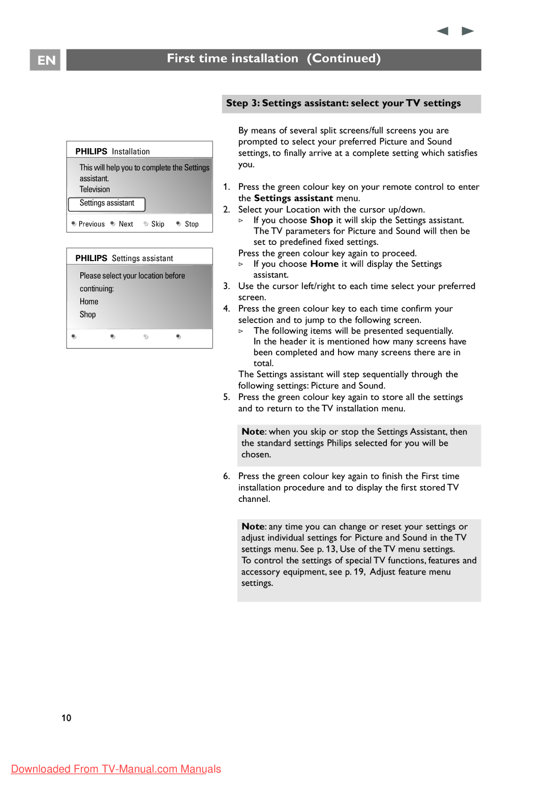 Philips 32PF9631D/10 instruction manual Settings assistant select your TV settings 