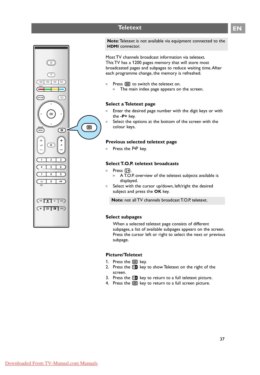 Philips 32PF9631D/10 instruction manual Teletext 