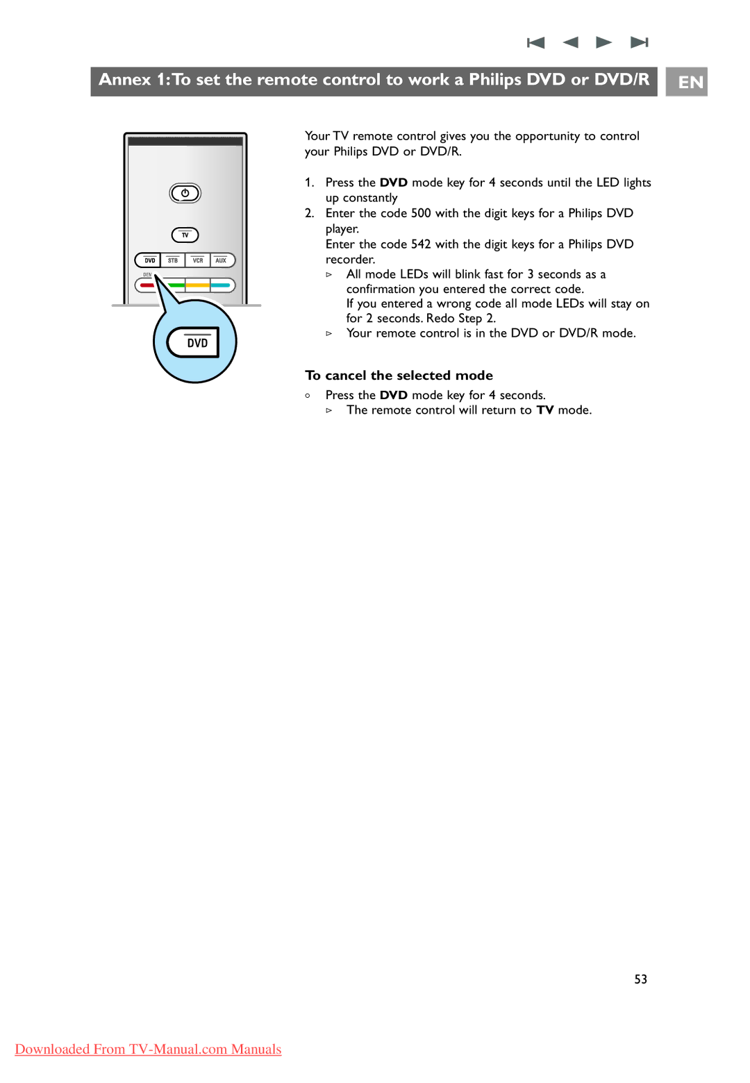 Philips 32PF9631D/10 instruction manual To cancel the selected mode 