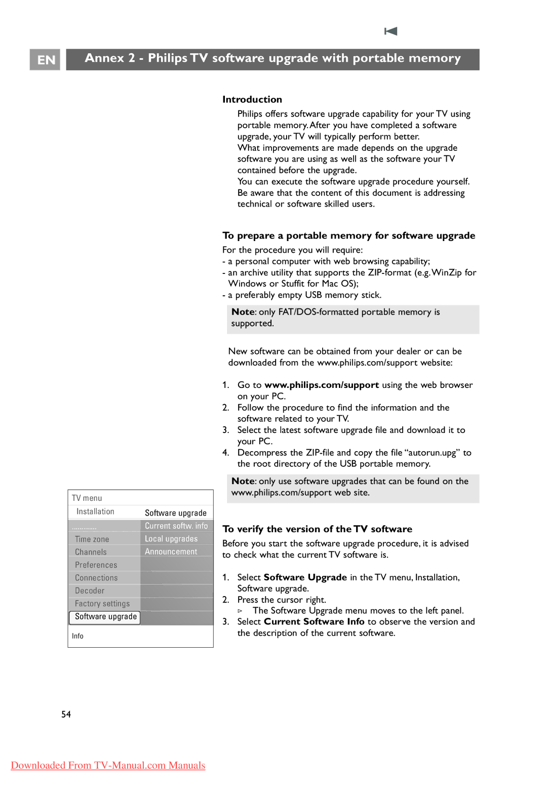 Philips 32PF9631D/10 instruction manual Annex 2 Philips TV software upgrade with portable memory, Introduction 