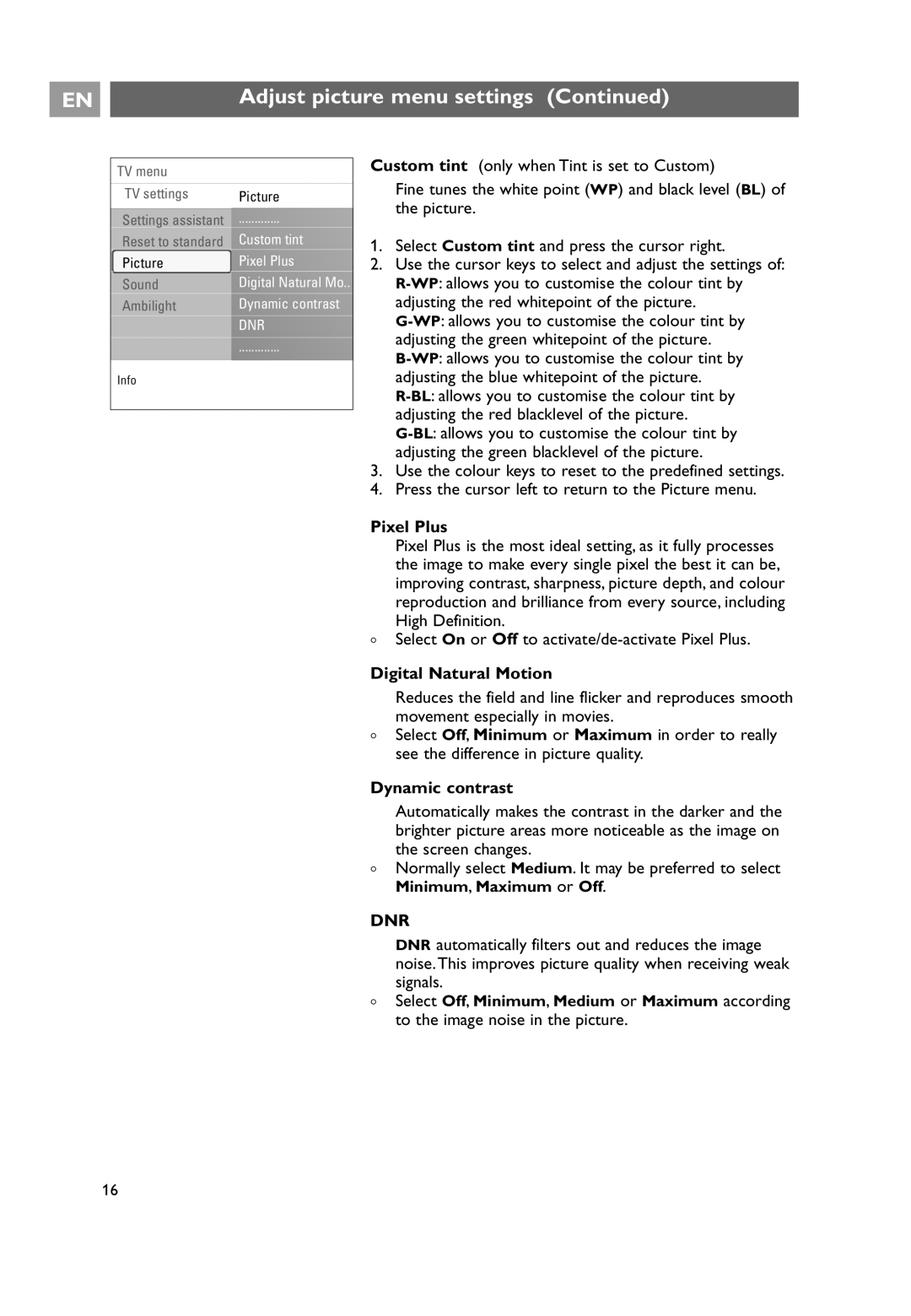 Philips 32PF9641D/10 user manual Pixel Plus, Digital Natural Motion, Dynamic contrast 