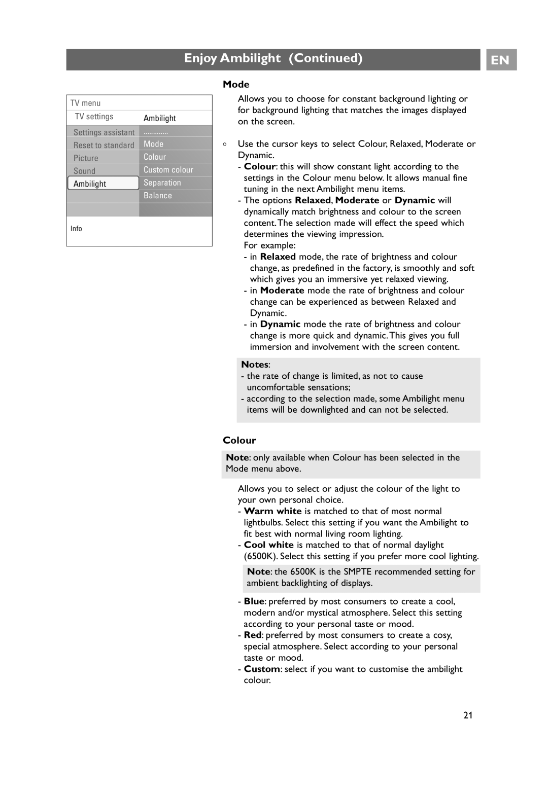 Philips 32PF9641D/10 user manual Colour, For example 