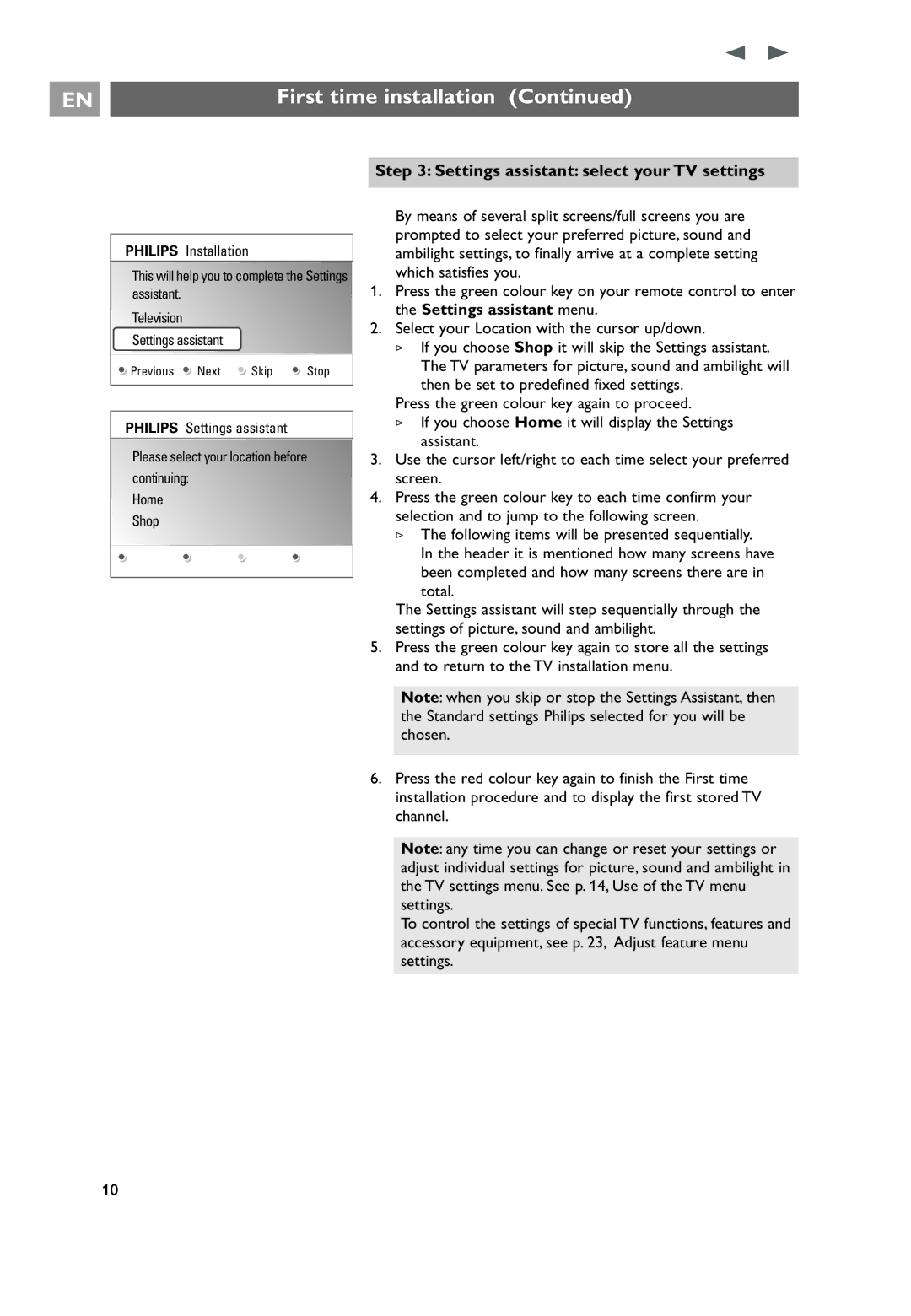 Philips 32PF9731D/10 instruction manual Settings assistant select your TV settings 