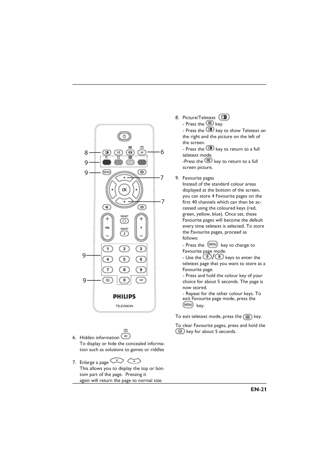 Philips 26PFL5322S, 32PFL3312S, 26PFL3312S, 32PFL5332S user manual EN-21, Hidden information 