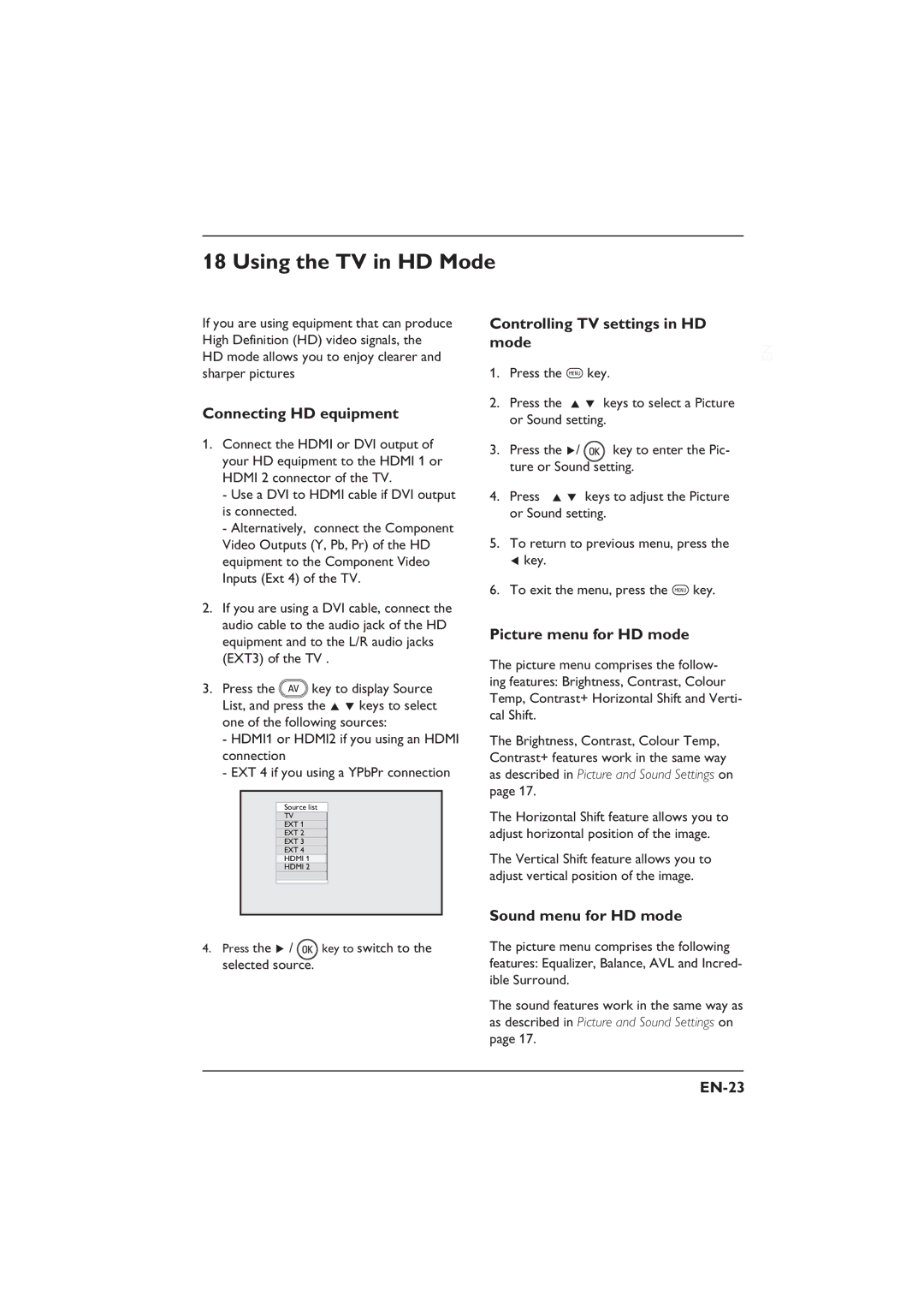 Philips 32PFL5332S, 32PFL3312S, 26PFL5322S, 26PFL3312S user manual Using the TV in HD Mode 