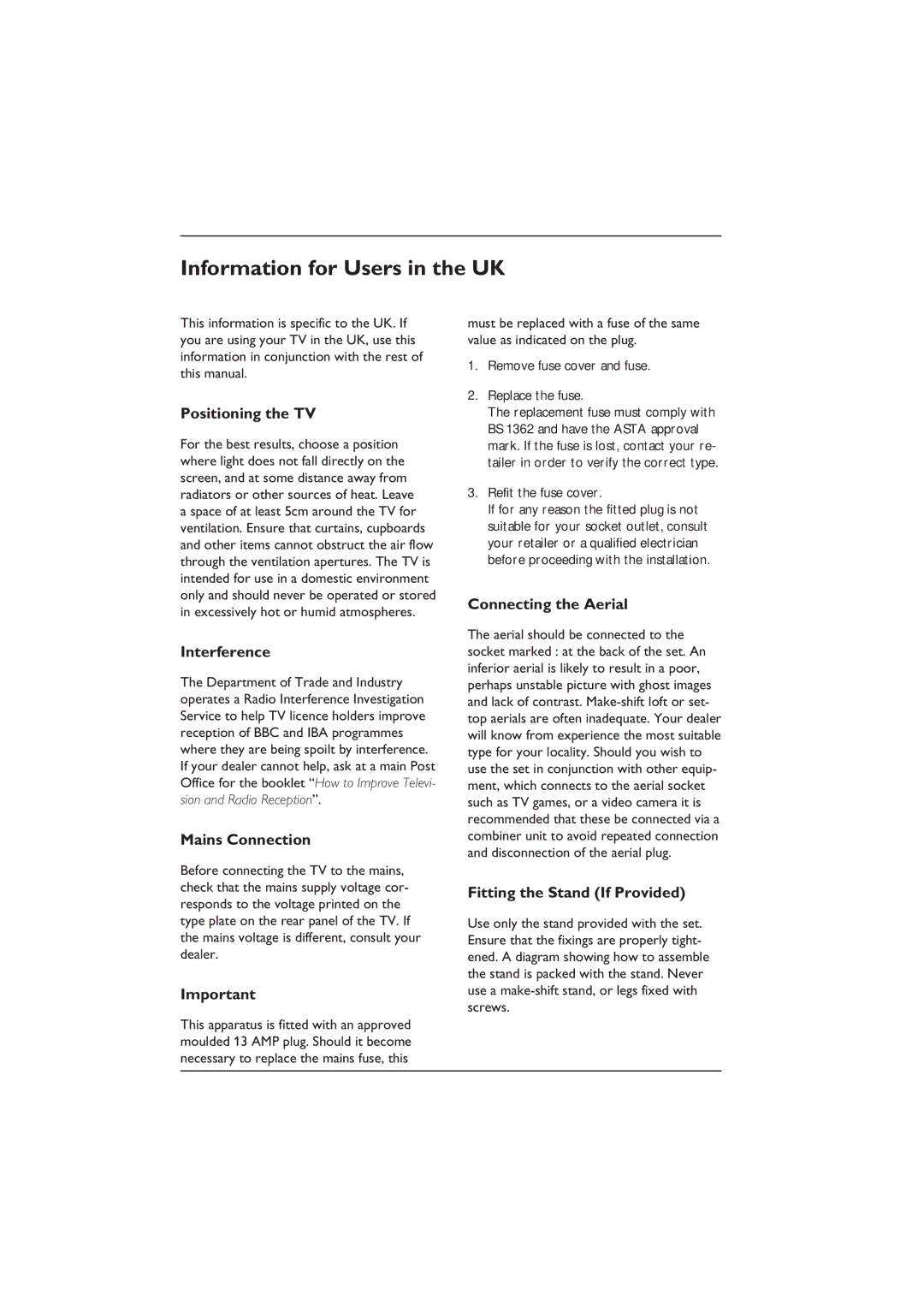 Philips 32PFL3312S, 26PFL5322S, 26PFL3312S, 32PFL5332S user manual Information for Users in the UK 