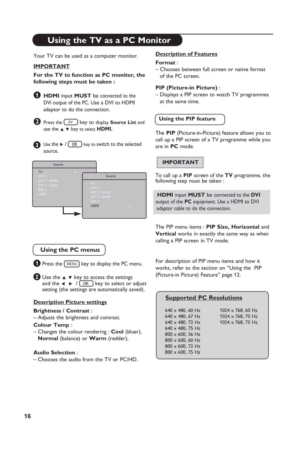 Philips 32PFL3321S user manual Using the TV as a PC Monitor 