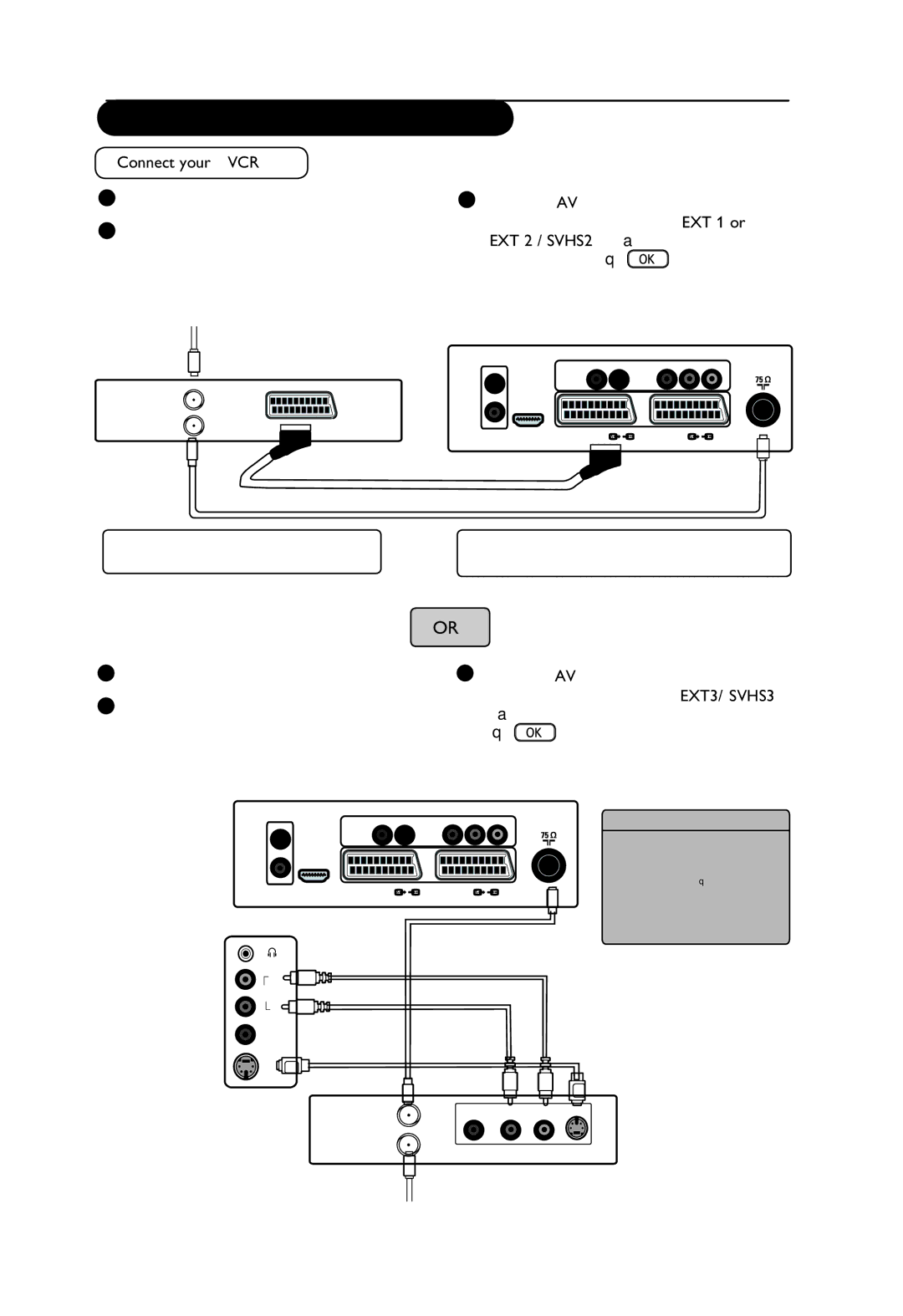 Philips 32PFL3321S Connect your VCR, Selection by the Æ/ key Connectors at bottom of TV, Key Connectors at bottom of TV 