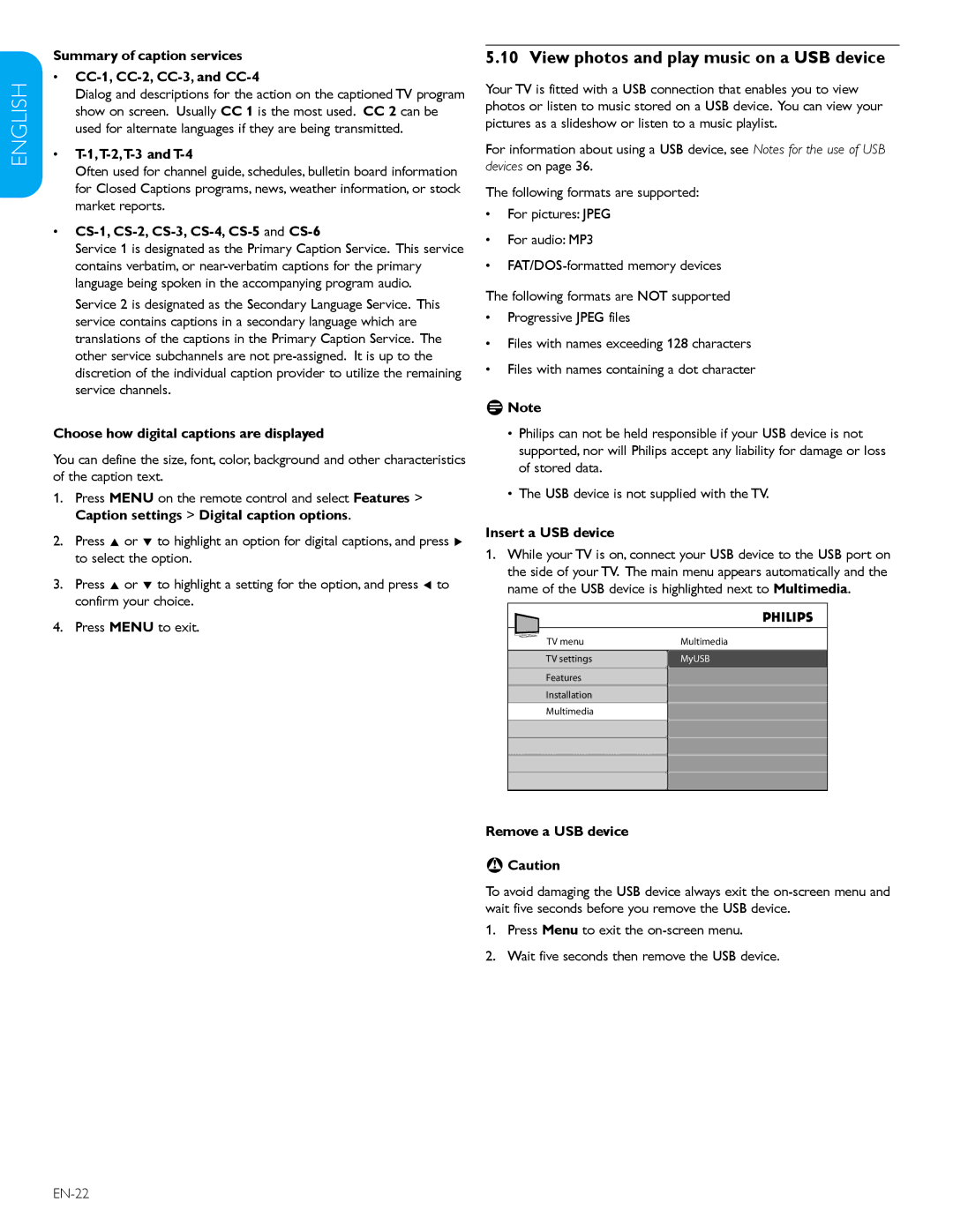 Philips 32PFL3403D /85 user manual View photos and play music on a USB device 