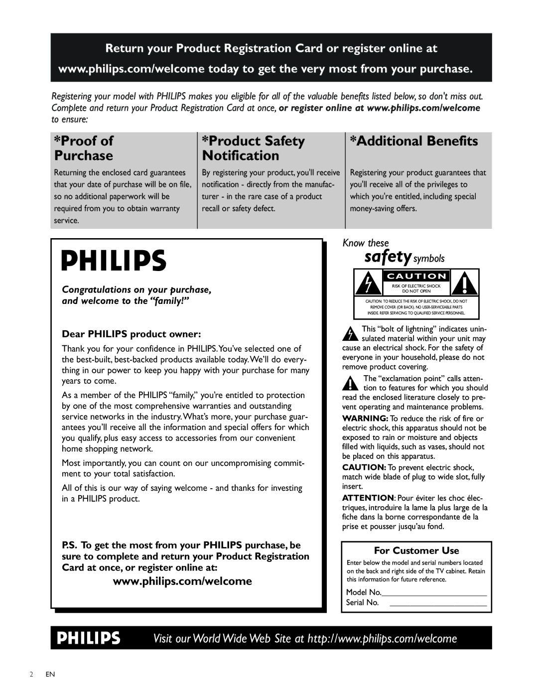 Philips 32PFL3514D user manual Notification directly from the manufac, Which youre entitled, including special 