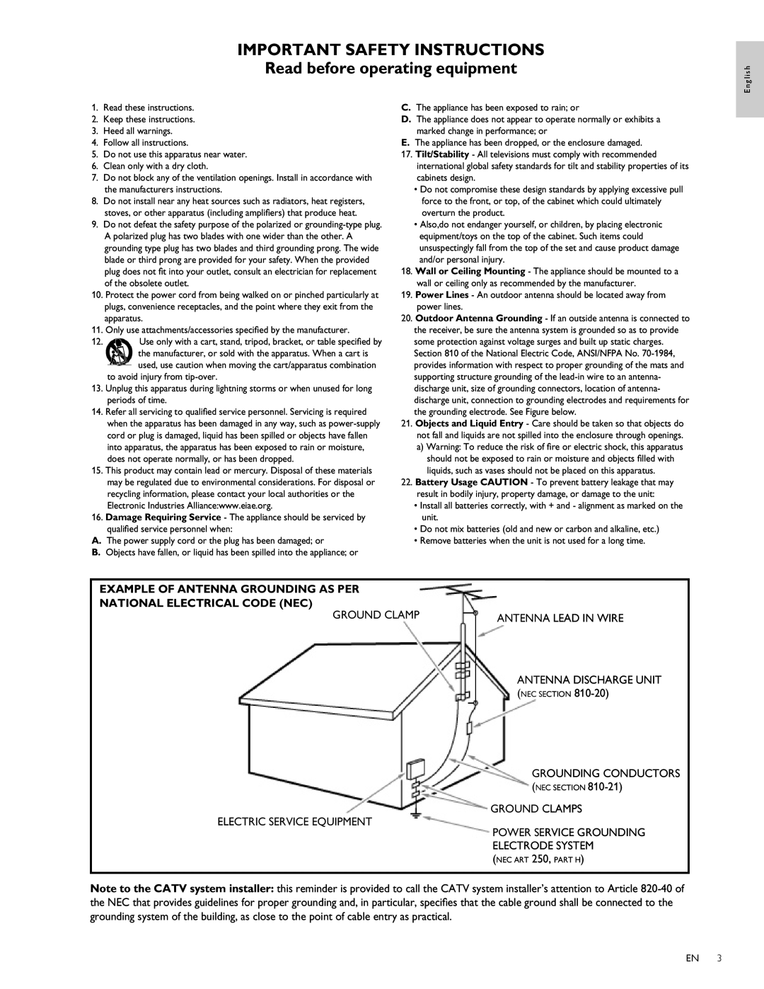 Philips 32PFL3514D user manual Important Safety Instructions 