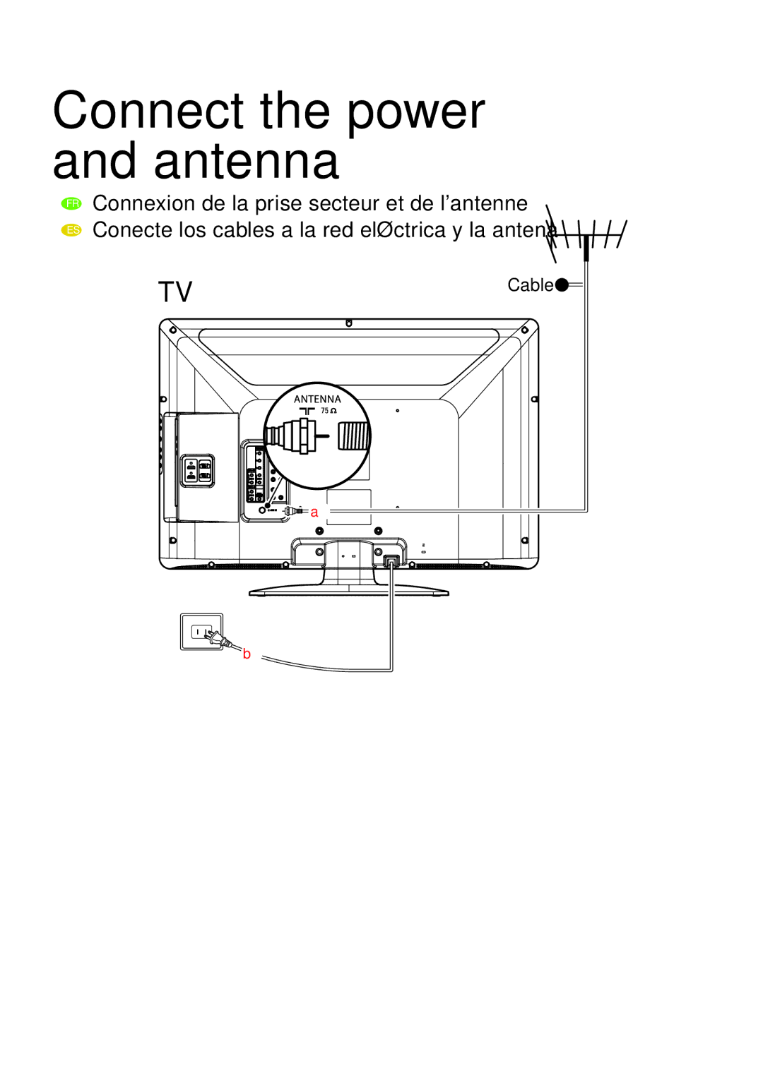 Philips 32PFL3515D/F7 manual Connect the power and antenna 