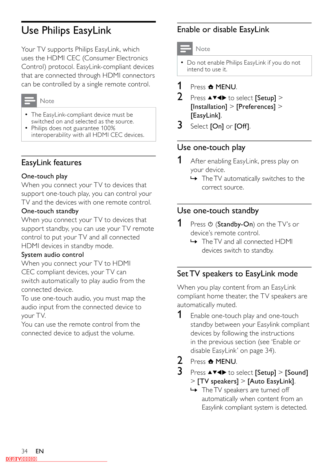 Philips 32PFL3605/12 user manual Use Philips EasyLink 