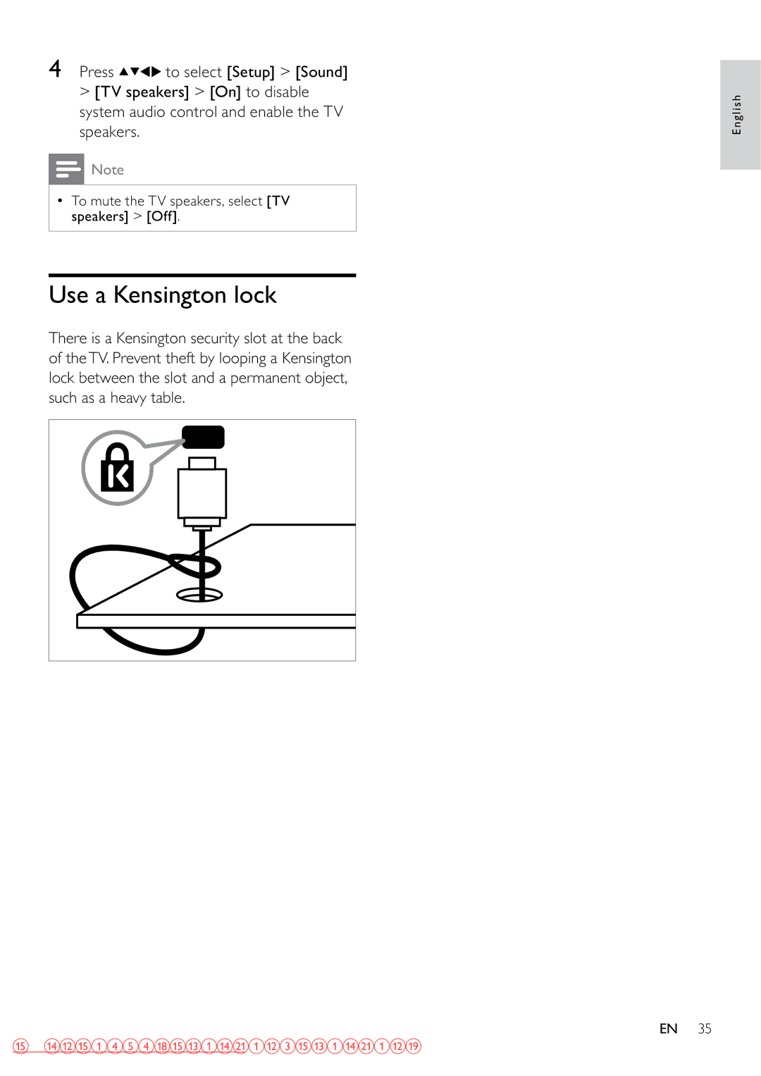 Philips 32PFL3605/12 user manual Use a Kensington lock 