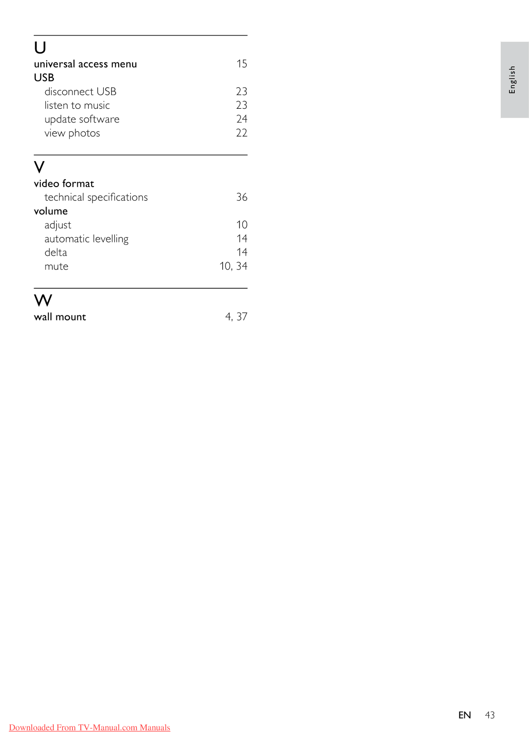 Philips 32PFL3605/12 user manual Universal access menu 