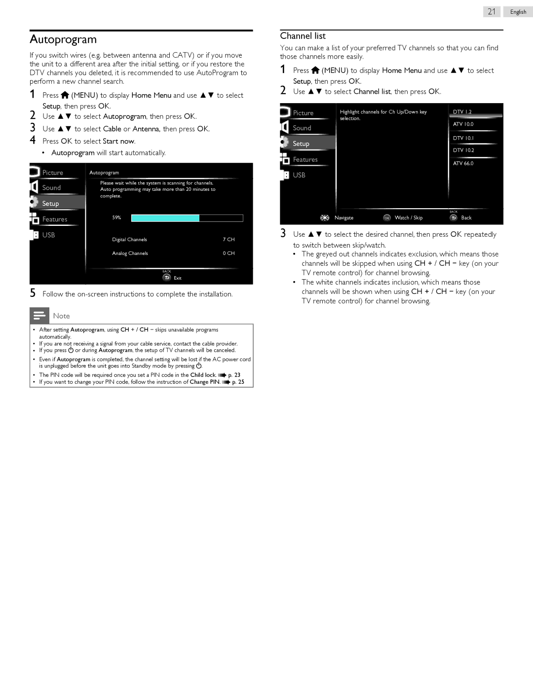 Philips 40PFL5708/F7, 32PFL5708/F7, 39PFL5708/F7 Autoprogram, Channel list, TV remote control for channel browsing 