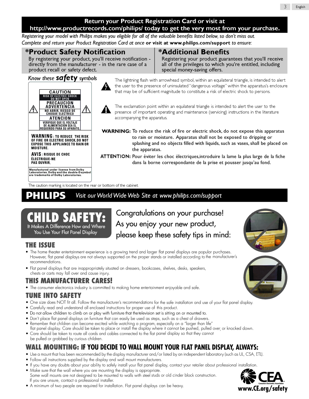 Philips 47PFL5708/F7, 32PFL5708/F7 user manual Product Safety Notification Additional Benefits, Accompanying the apparatus 