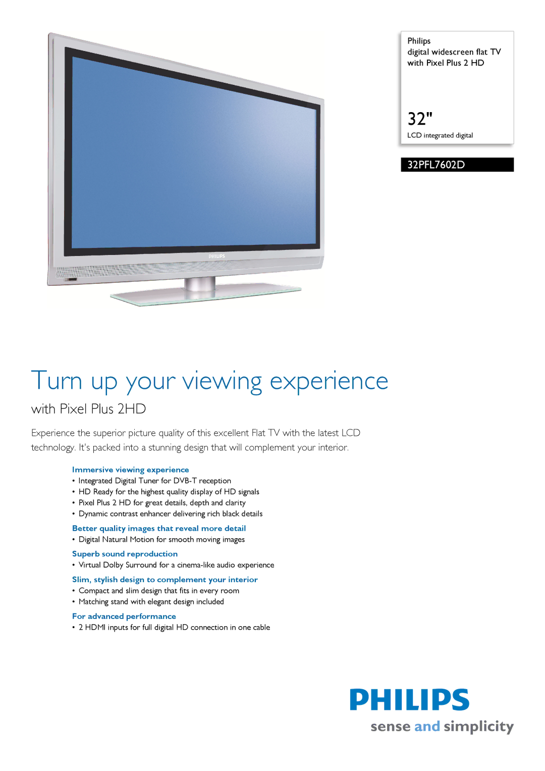 Philips 32PFL7602D manual Immersive viewing experience, Better quality images that reveal more detail 