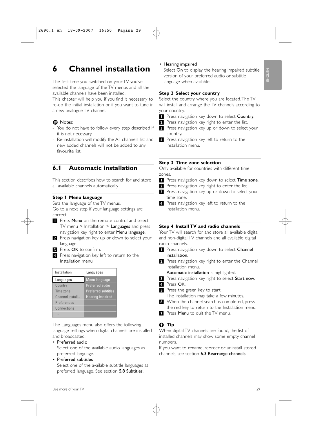 Philips 42PFL7862D, 32PFL7862D manual Channel installation, Automatic installation 