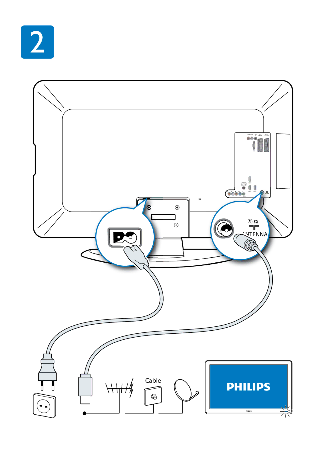 Philips 42PFL7864H/12, 32PFL7864H/12, 32PFL7404H/12, 37PFL5604H/12, 52PFL7404H/12, 42PFL7404H/12, 42PFL5604H/12 manual Cable 