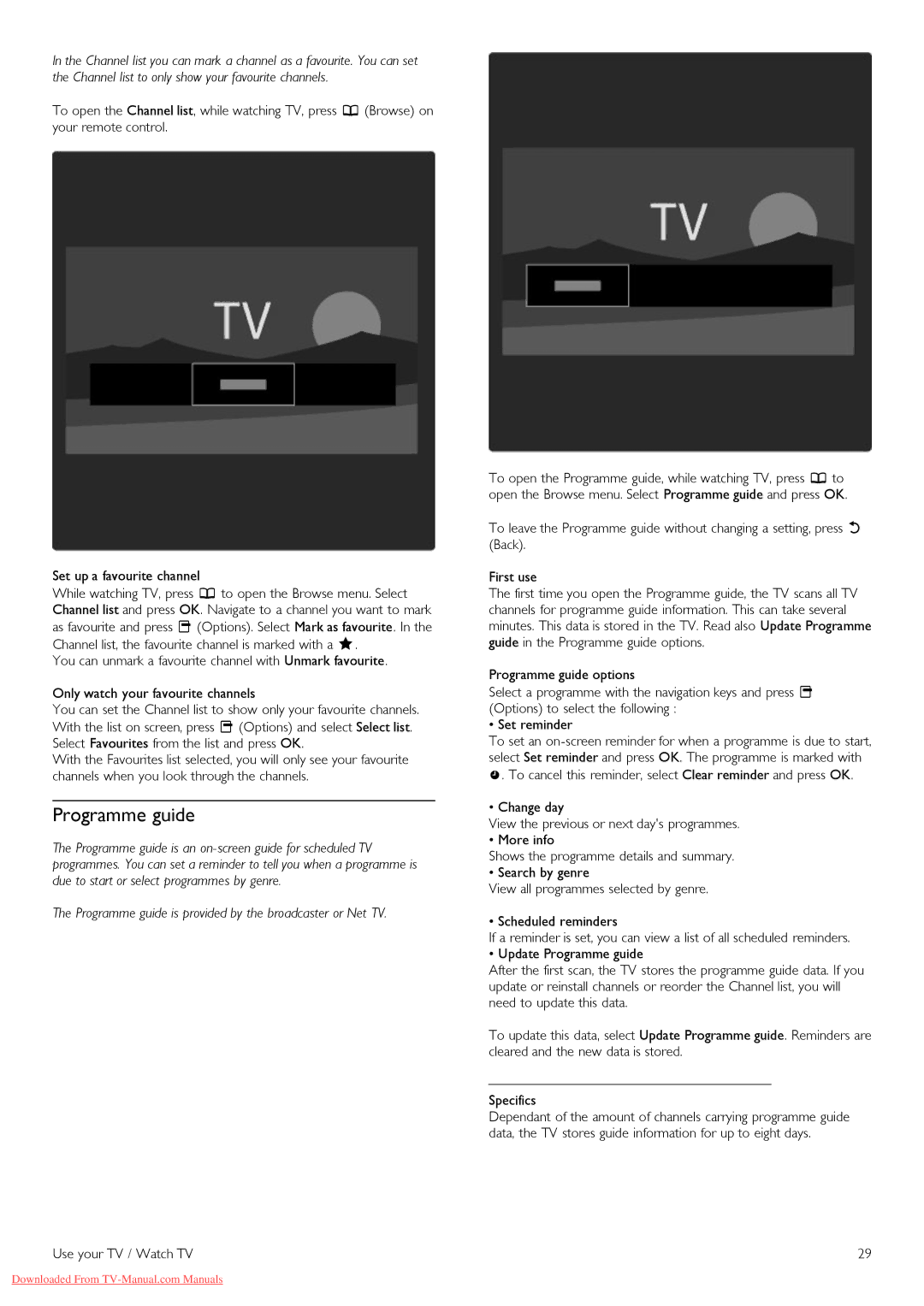 Philips 46PFL8605H, 32PFL8605H, 37PFL8605H, 52PFL8605H, 40PFL8605H manual Programme guide 